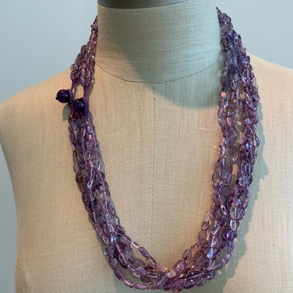Lovely 3 strand amethyst bead necklace - Picture 5 of 5